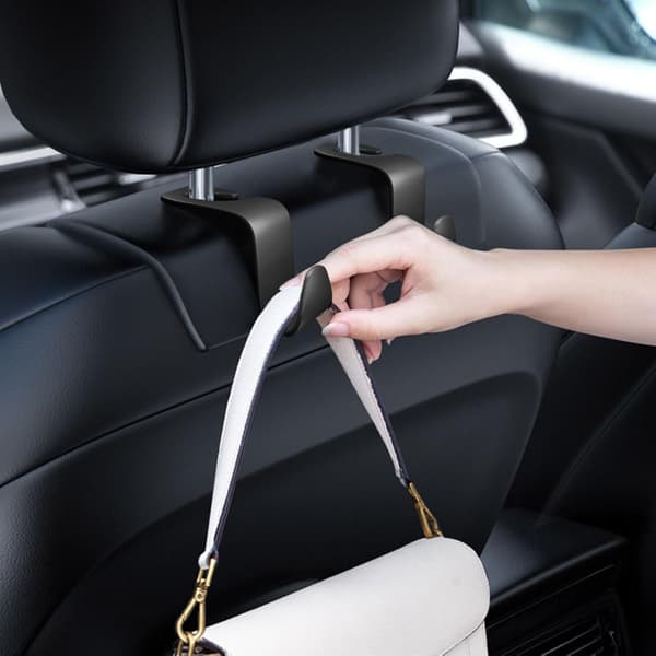 Car Headrest Hooks for Men Women Accessories for Wallet Handbag etc (Single Black)