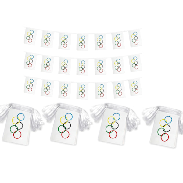 Olympiska flaggor, dekoration för OS 14*21 cm, baröppning, dekoration för internationella evenemang, 7 meter, 20 flaggor (4 st)