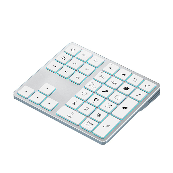 TS-Bluetooth-näppäimistö taustavalaistulla Procreate-numeronäppäimistöllä, ladattava näppäimistö piirustus-oikoteitä varten Grapille