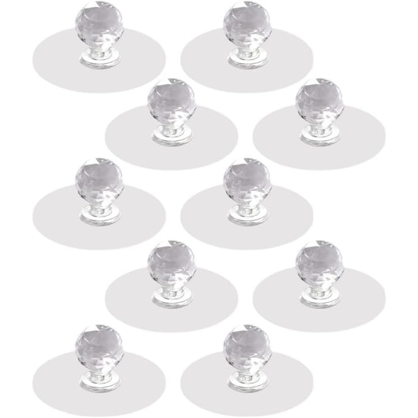 10-pack 3m transparenta skåp- och lådknoppar, diamantformade kristallhandtag