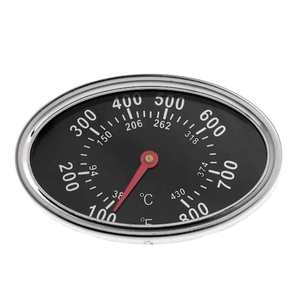 Oval BBQ-termometer i rustfritt stål varmeindikator erstatning for kullgrill 100 til 800°F sølv
