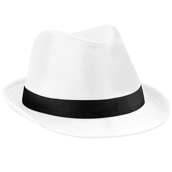 Beechfield Unisex Fedora Hat Hvid/Sort - Perfekt Hvid/Sort S/M