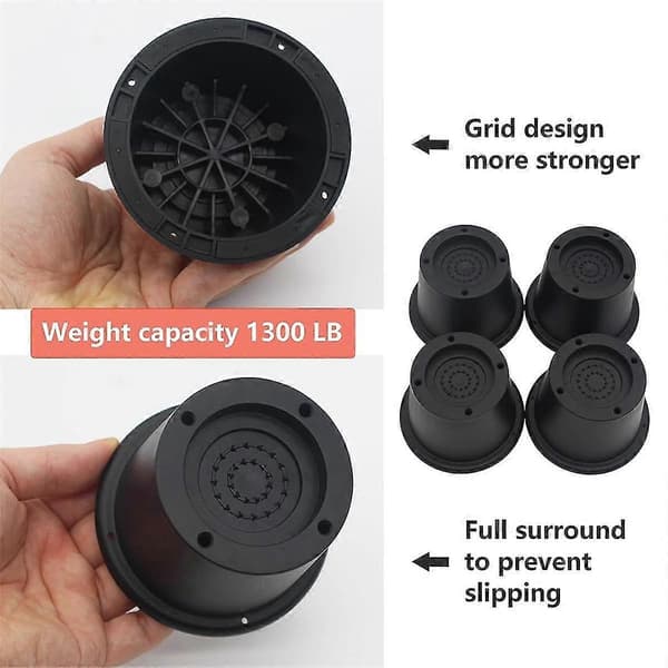 6-pack Furniture Risers Black Bed Risers 5.8 cm Bed Lifts Risers for Sofa Desk Extender Sup