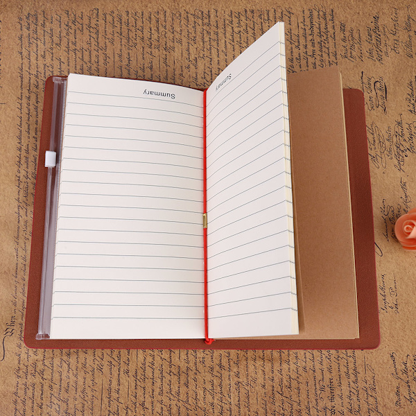 Classic PU Leather Travel Notebook Refillable Personal Diary Red