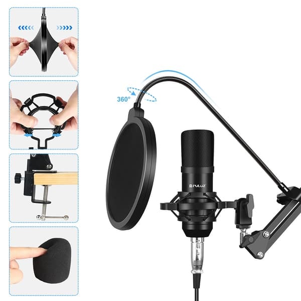 TS-Studio Mikrofon med Flexibelt Bordsstativ