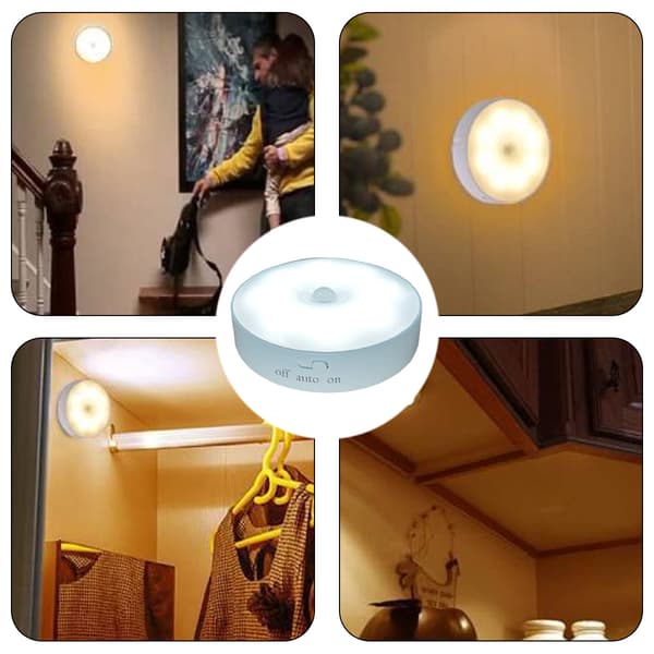 LED Indoor Lighting, Rechargeable Motion Sensor, Long-lasting Battery, Motion Sensor Night Light, Puck Light for Wardrobe, Closet, Kitchen