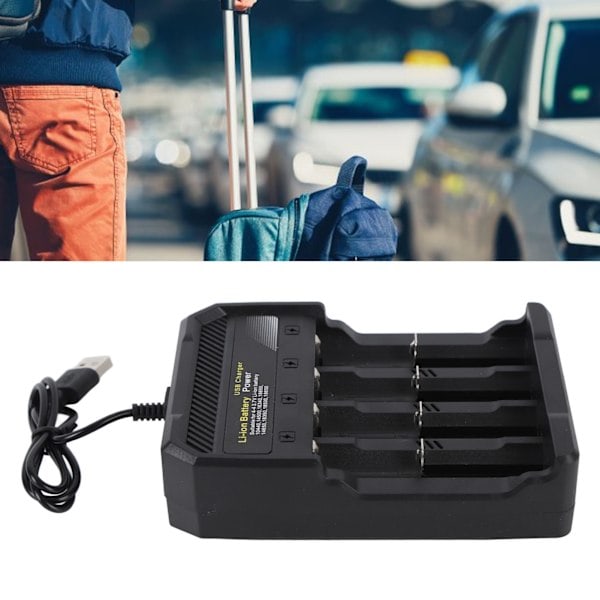 18650 Batteriladdare Oberoende Laddning 4 Platser Universell Smart Batteriladdare för 10440 14500 16340 16650 14650 18350 18500 18650 Litium Li-jon