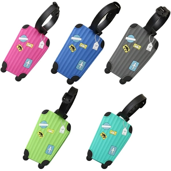 5 stk Silikon Fly Bagasjelapper Koffertmerker Farge{HH}