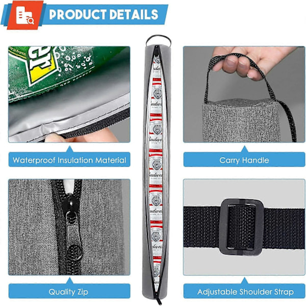 Golfkylväska för öl, 300 ml * 7 burkar, isolerad kylväska för golfbag, dryckesförvaring, kylrör med justerbar axelrem för golf
