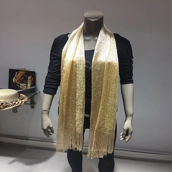 Sjal Wrap Scarf Kunstig Polyester Garn Let Wrap Scarf til Forår Efterår Guld