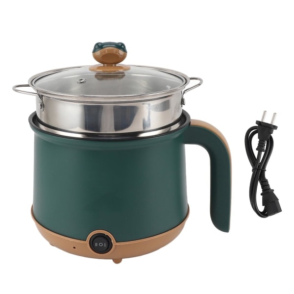 Elektrisk Kokgryta Grön 1.8L 600W Kokgryta med Ångfunktion 2 Justerbara Nivåer Non-Stick Multifunktionell Kokare för Soppa Nudlar EU-kontakt 220V