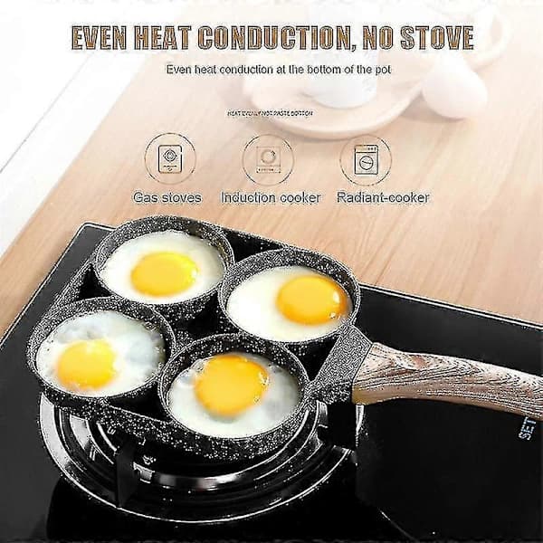 Non-stick Multifunksjonell Eggpanne Kjøkkenutstyr 4 Hull Stekt Egg Burger Panne -