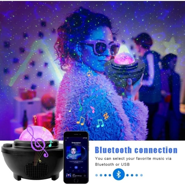Stjernehimmelprojektor LED Galakselampe Bluetooth Nattlampe 21