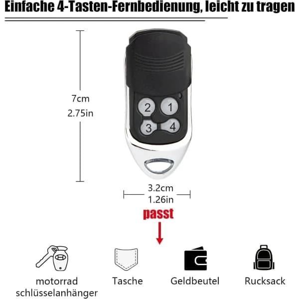 Crawford EA433 2KS/4KS Handhållen Sändare - 2-pack - 433.92MHz Scroll Code Fjärrkontroll