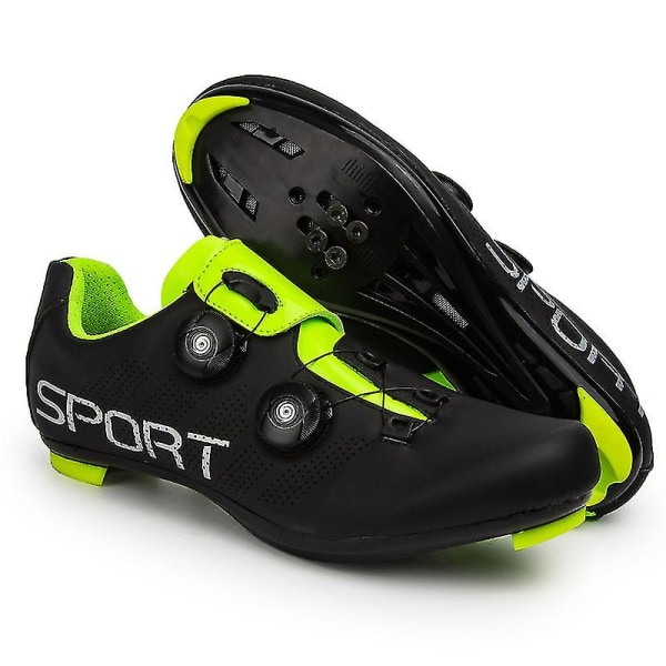 Nya skor för män och kvinnor utomhusfritid olåsta landsvägscykel mountainbike ridskor Cykelskor med anti-sladd set Black green 39