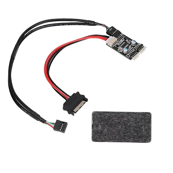 1 han til 2 han port USB 2.0 header 9PIN til dobbelt 9PIN forlængerhub med SATA strømkabel