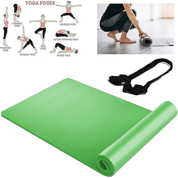 Joogamatto, liukumaton, erittäin paksu joogamatto, pilatesmatto, treenimatto, kuntomatto olkahihnalla