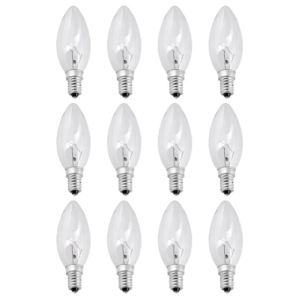 12x Lampe 40W E14 Lyskilde Klar Hvid Klassisk Glødepære STOL