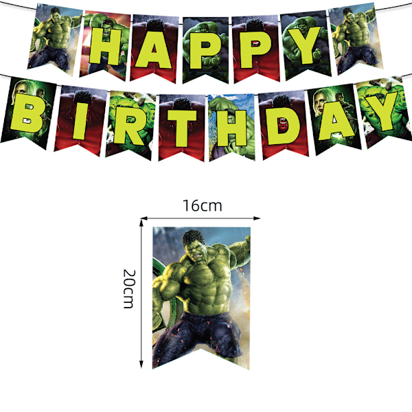 Hulk-teemainen syntymäpäiväjuhlat koristeet juhlatarvikkeet ilmapallot banneri cupcake/kakku topper riippuva pyörre sarja
