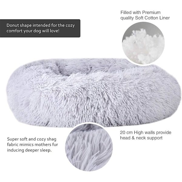 Pehmeä pyöreä plyysikissansänky, kodikas eläinsänky kissoille ja pienille koirille, puuteriroosa, 50 cm ihonväri halkaisija 50 cm