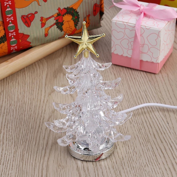 Lysende Juletræ LED-lampe USB Natlampe RGB 7 Farver Blinkende Lys Bordlampe Dekorativ Sengelampe til Boligindretning Julegaver