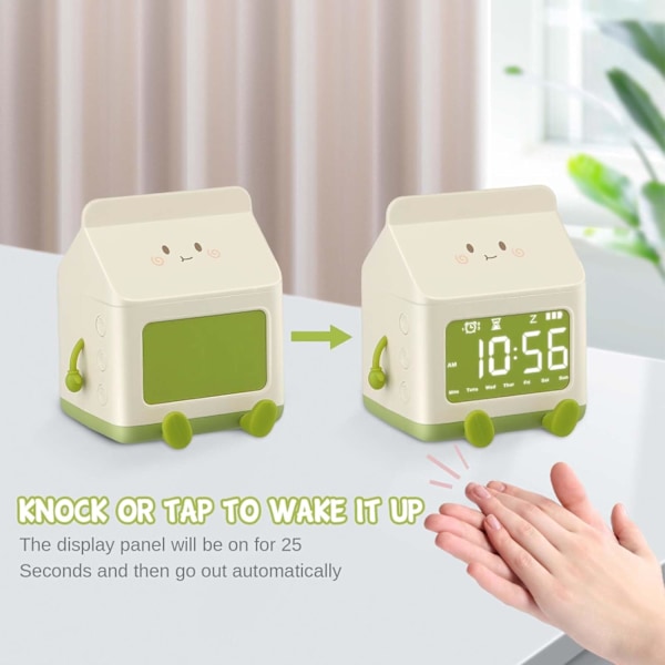 Barnklocka, LED Väckarklocka för Barn, Snooze-funktion, 5 Ljud, Tid- och Veckodagsvisning, LED-skärm, Väckarklocka Present