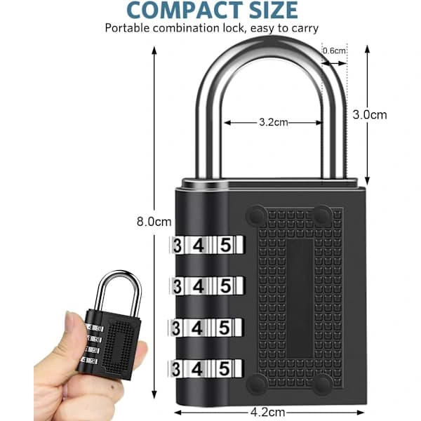 Combination Padlock, Waterproof Padlock with Code, 4 Digits