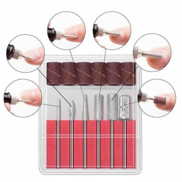 Elektrisk Nagelfil med 6 Bitars (Svart)