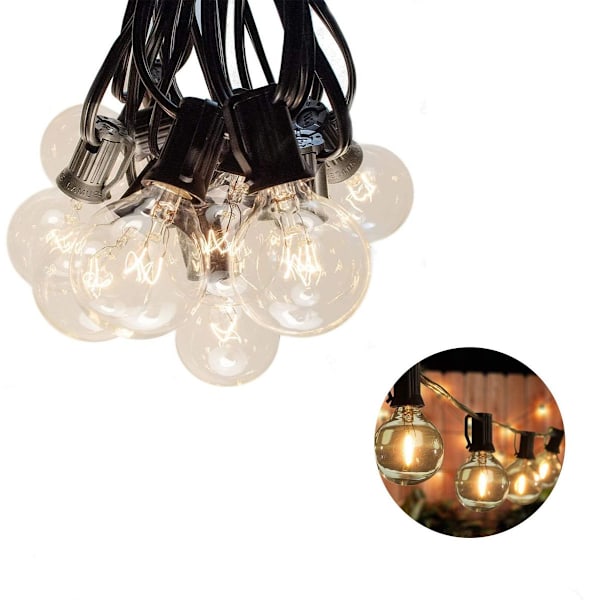 Fe-lys Glødelamper G40 Belysning med stik 25 lamper 7,6 m