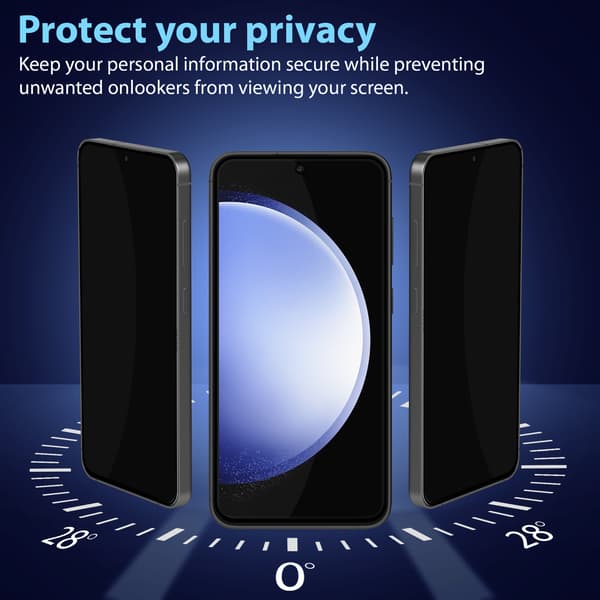 2-Pack Samsung S23 FE Privacy Screen Protector - Tempered Glass 9H - Super Quality 3D