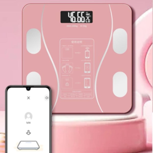 Digital badrumsvåg med kroppsfett och BMI-monitor - ROSA Pink