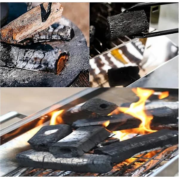 Vedtang kraftig rustfritt stål med trehåndtak for peis, bål, grill 40 cm