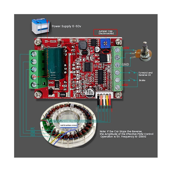 TS-6-60v Bldc Trefaset Dc Børsteløs Motorkontroller 400w Pwm Hall Motorkontroll Driverkort(med