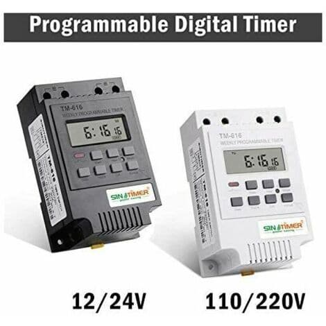TM616 Relæ Timer Switch Programmer, 12V Digital Elektrisk Ugentlig Timer med Digital LCD-skærm - Hvid