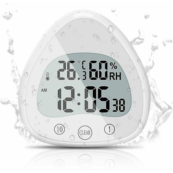 Bathroom Clock, LCD Digital Alarm Clock with Waterproof Touch Shower Clock