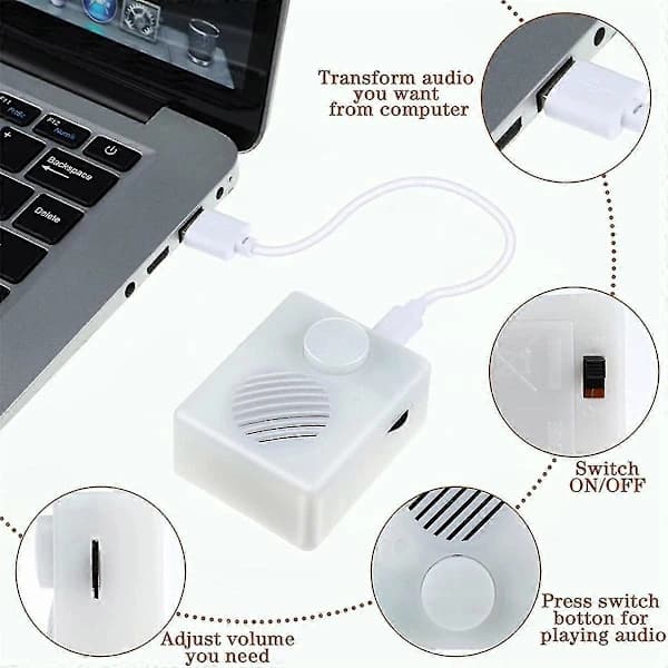 16M Lydboks til Udstoppede Dyr, 960 Sekunder Trykknap Lydboks, USB Stemmeboks Spilknap Enhed