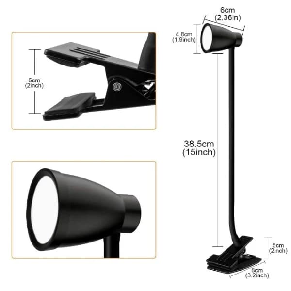 Read with ease with our book light - Reading lamp with LED and clip black