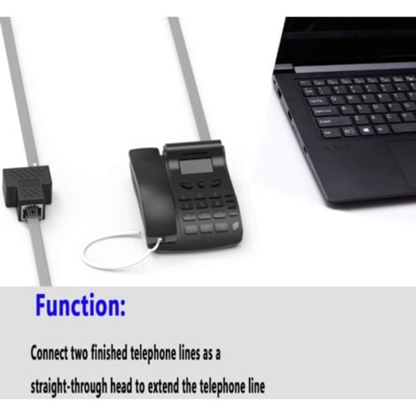 TS-Telefonstiksplitter RJ11 hun til 2 hun 6P6C inline kobling telefonforlængeradapter til fastnetfax (1