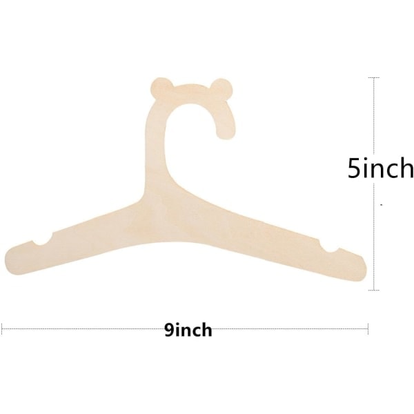 20 st Trägalgar för barn, 9 tums galgar för baby, Söta halkfria trägalgar för småbarn, Klädhängare för barn i trä