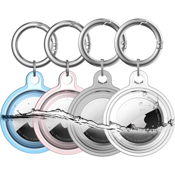 Vanntett holder, 4-pakning Apple Airtag nøkkelring, AirTag-etui for hundehalsbånd, bagasje, nøkler