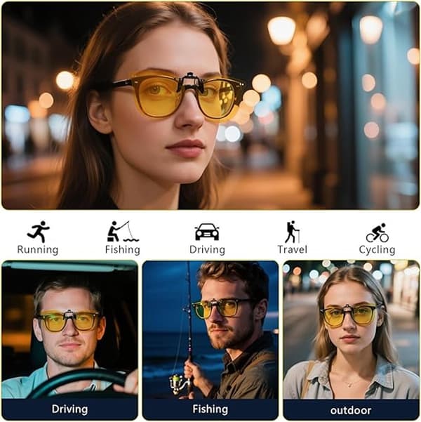 Clip On Solglasögon 2-pack Polariserade Uppfällbara UV-skydd för Förare och Utomhusbruk Unisex Gul