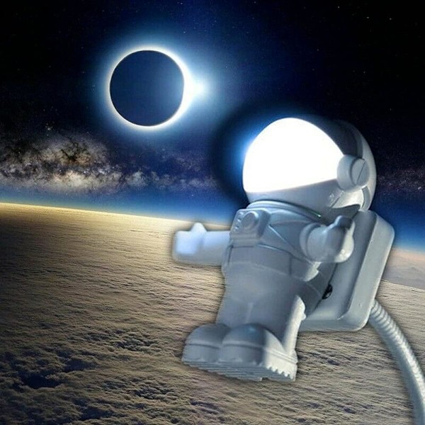 Kreativ astronaut USB-skrivebordslampe nattlys mote lesing fiksérbar babylampe