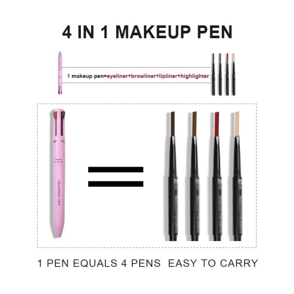 4-i-1 makeup pen, eyeliner, øjenbrynsblyant, læbeblyant og highlighter
