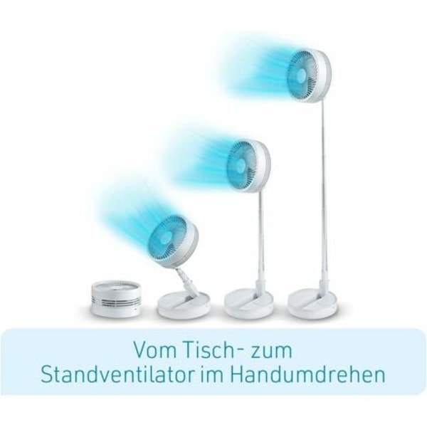 TS-Fold & Cold – Mini utdragbar fläkt med batteri – Kraftfull USB-fläkt med 10 timmars batteritid – Flexibel golv- och bordsfläkt