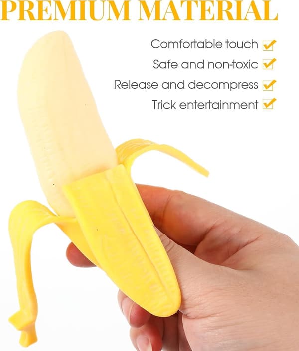 Banan Squishy Fidget Legetøj, Blødt Strækbart Langsomt Stigende TPR Sensorisk Stressaflastende Legetøj til Børn og Voksne, Gul