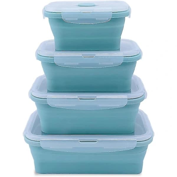 BPA-free Collapsible Silicone Food Storage Containers - 4 Pack Set