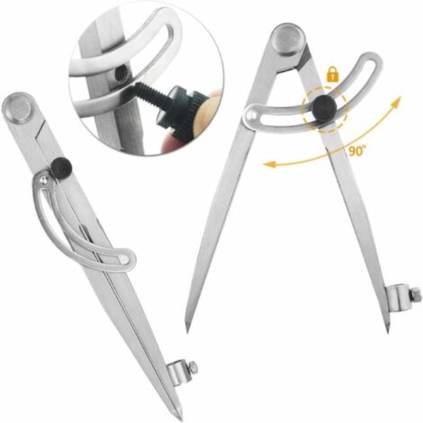 KZQ 20 cm puusepän kompassi, ammattimainen hiiliteräksinen puusepän kompassi, suuri halkaisijaltaan oleva kompassi ympyröiden piirtämiseen, puutöihin, metallitöihin ja nahkatöihin