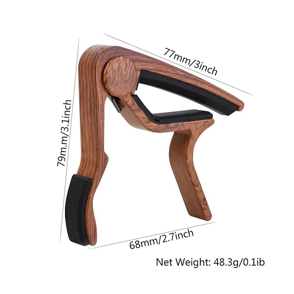 TS-2st Elektrisk Gitarr Capo Aluminiumlegering Träkorn Capo + 5 Plektrum (med Plektrumfack)