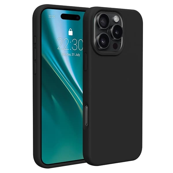 TS-Etteri silikonecover til iPhone 16 Pro med hul til håndledsrem - Sort