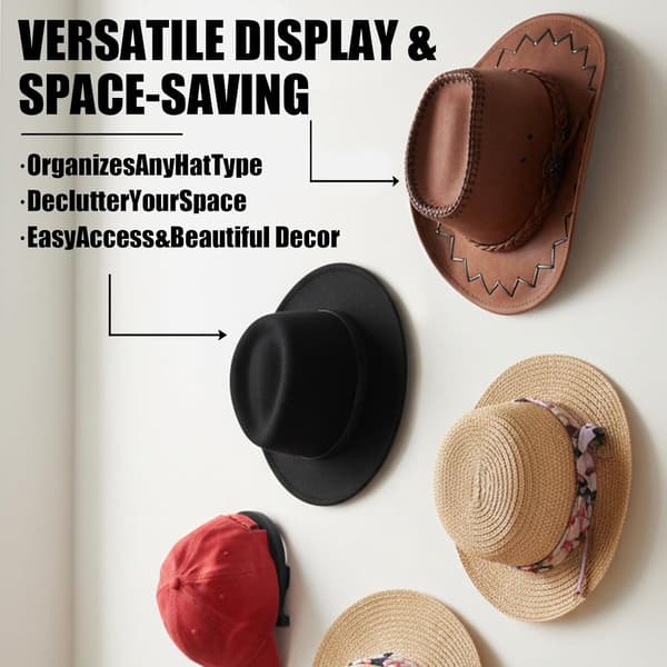 Cowboyhattställ, 2-pack, justerbara väggfästen i trä för cowboyhattar och kepsar, rustikt svart, för hall och sovrum